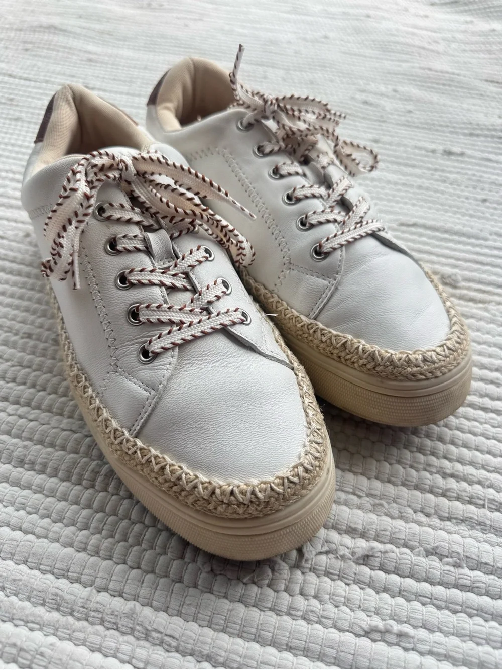 Lucky Brand Cheynas Leather Espadrille Platform Sneakers Size 8.5